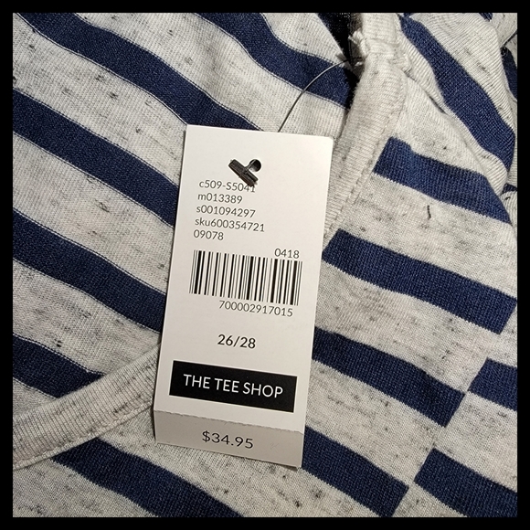 Lane Bryant 26/28 Gray Blue Striped Tank Top - Picture 4 of 5